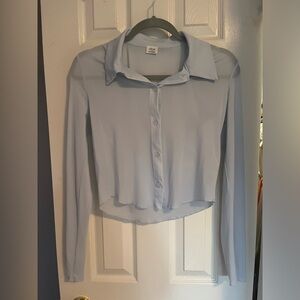 Wilfred Aritzia sheer light blue blouse